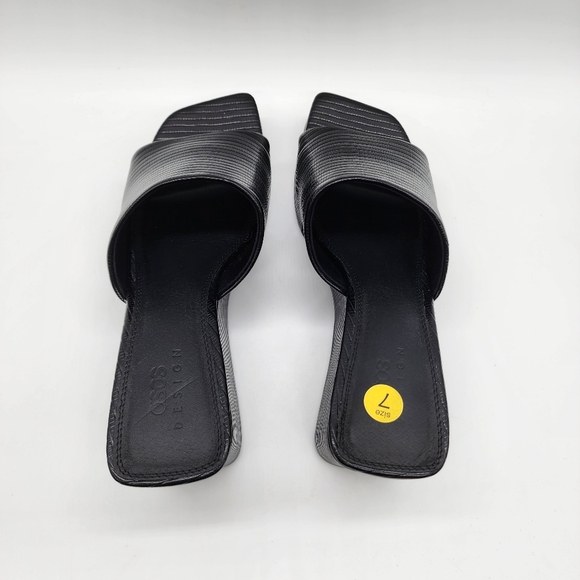 Asos Design Y2K Style Topaz Square Toe Wedge Black Mules Size 7 - Picture 8 of 13